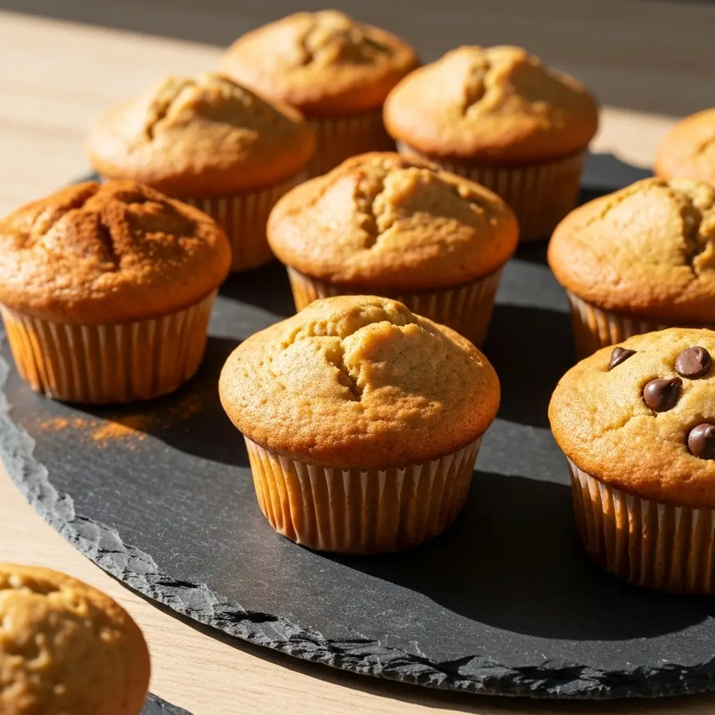 Gluten Free Blueberry Muffin Recipe (That’s Actually Moist & Fluffy!) 2 An overhead shot of a batch of gluten free blueberry muffins with high domes on a wire cooling rack.