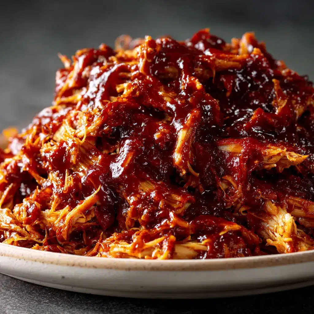 Slow Cooker BBQ Chicken (Easy, Juicy & Flavorful) 1 A brioche bun piled high with tender, shredded slow cooker BBQ pulled chicken, ready to be served.