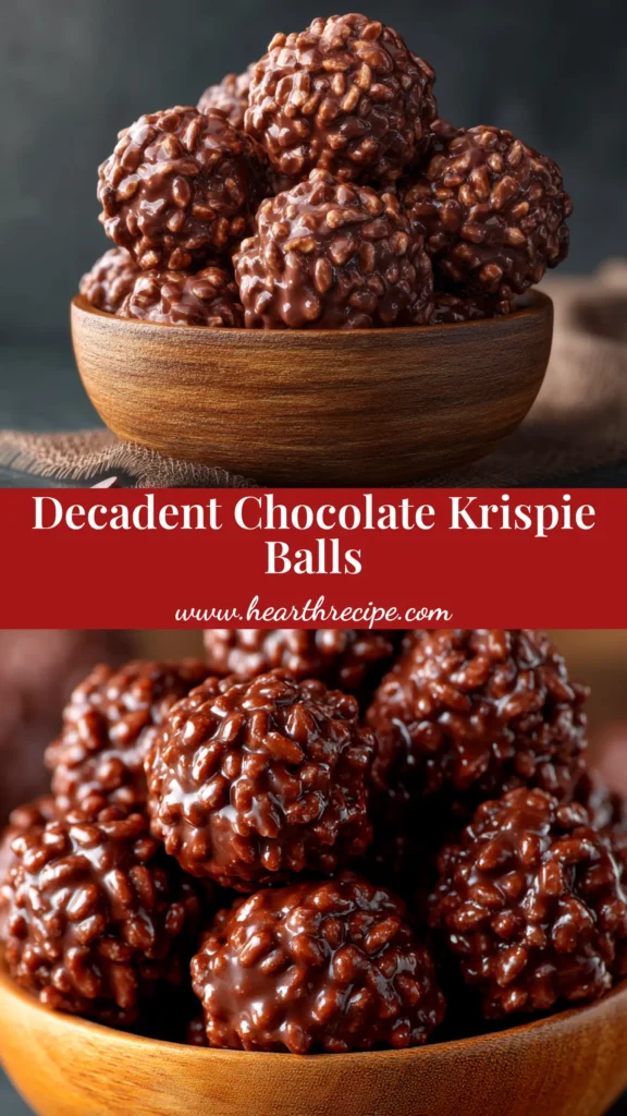 Chocolate Rice Krispie Balls (The Easiest No-Bake Treat!) 4 A stack of perfectly round chocolate rice krispie balls on a white plate, ready to be served. The ultimate no-bake treat.