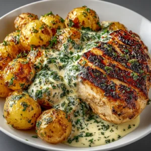 A plate of Crockpot Garlic Parmesan Chicken served over a bed of pasta, showing the rich and creamy sauce.