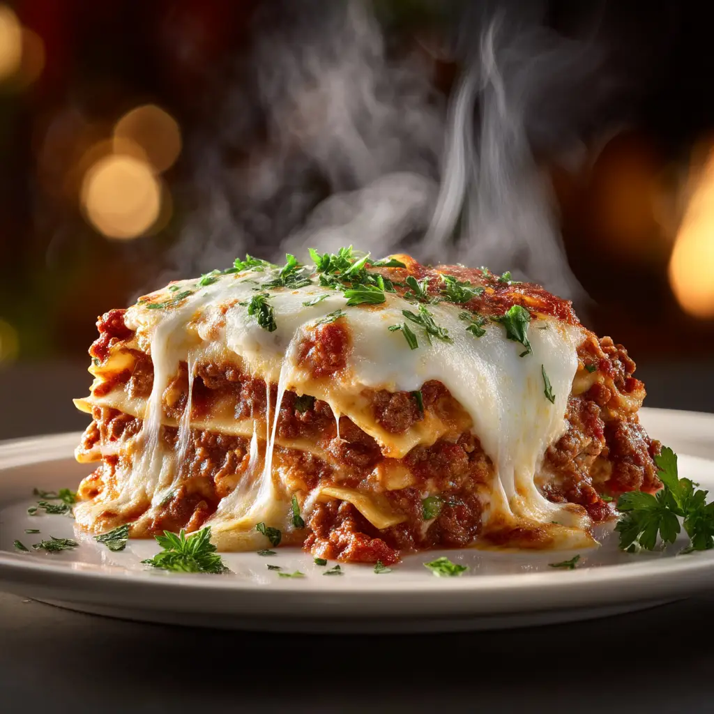 Easy Lasagna Recipe (Classic & Foolproof) 2 A 9x13 inch baking dish filled with a homemade lasagna ready for the oven, showing the layers of noodles, meat sauce, and cheese.