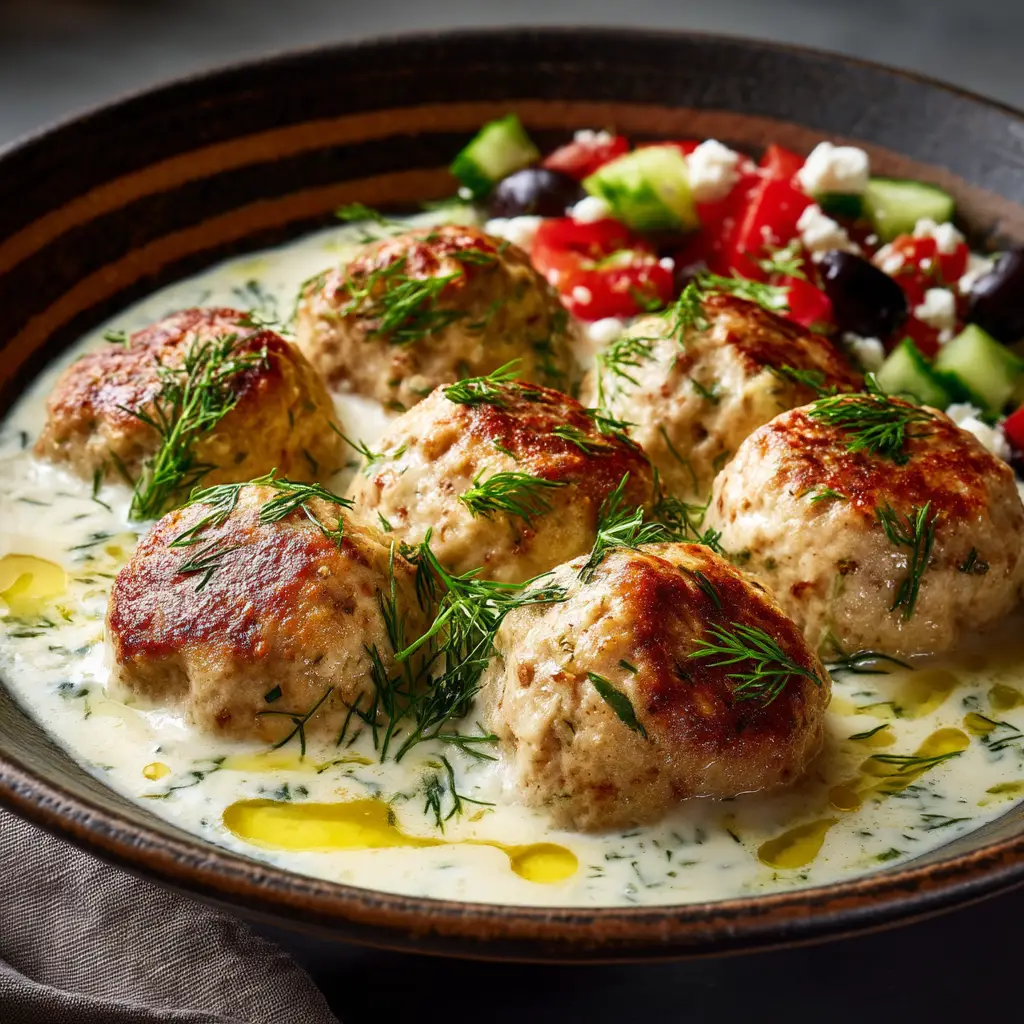 Mediterranean Chicken Meatballs (The Best, Juiciest Recipe!) 2 A bowl of uncooked ground chicken mixed with feta, fresh herbs, and other ingredients for Greek chicken meatballs.