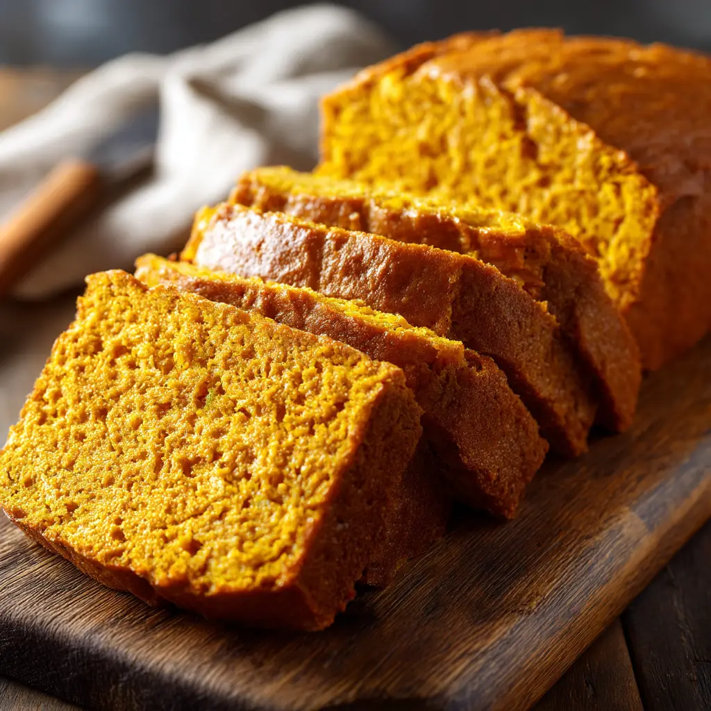 A bowl of wet ingredients for homemade pumpkin bread, showing pumpkin puree, oil, and eggs being whisked together.