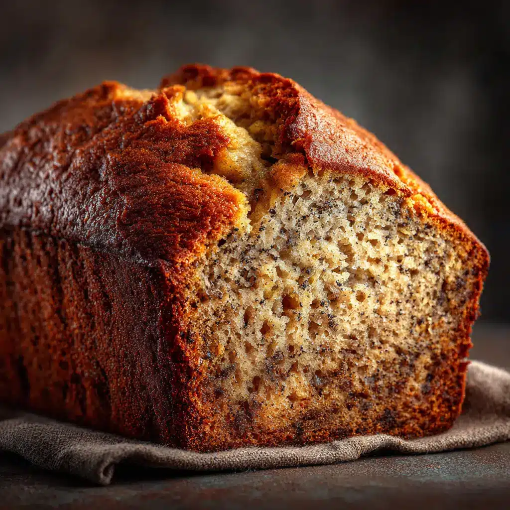 The final banana bread batter being folded together in a mixing bowl with a spatula, ready to be poured into a loaf pan.