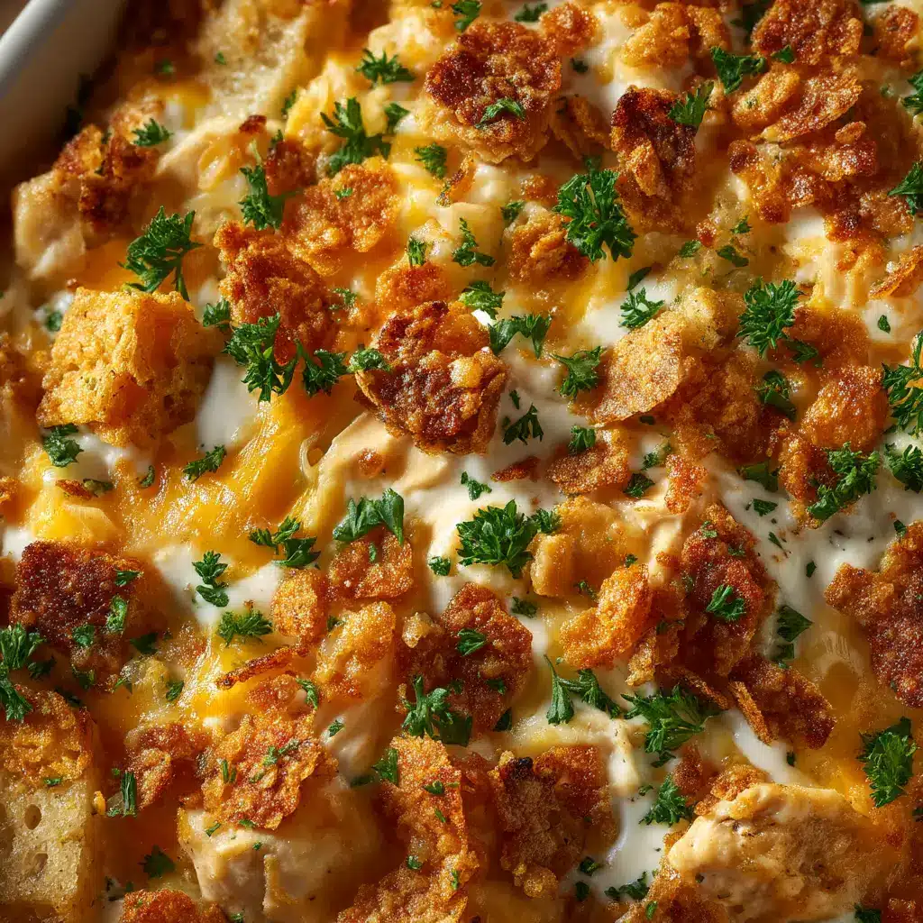 Crack Chicken Casserole: The Ultimate Cheesy Bacon Ranch Bake 2 A scoop of creamy crack chicken casserole being lifted from a baking dish with a spatula, showing the cheesy texture.