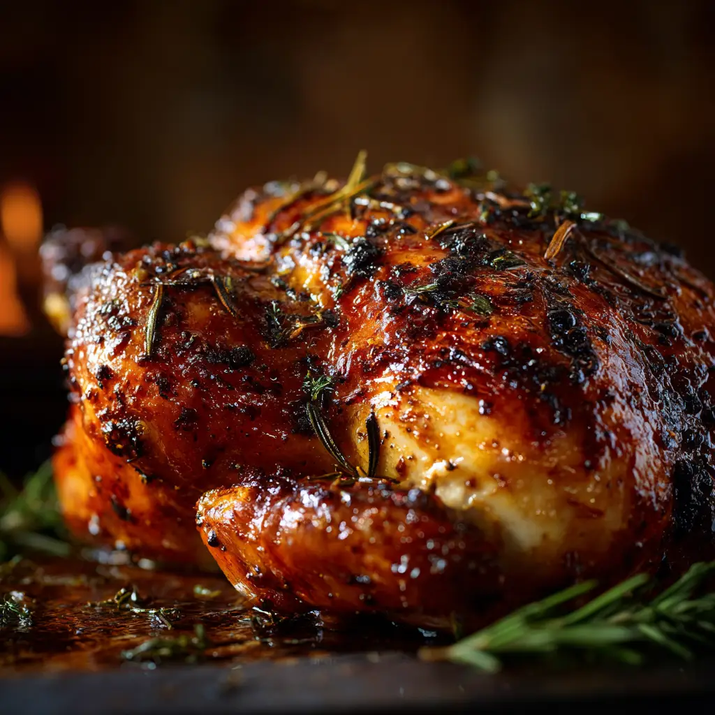 A cooked, juicy slow cooker whole chicken being lifted out of the crockpot, with tender meat falling off the bone.