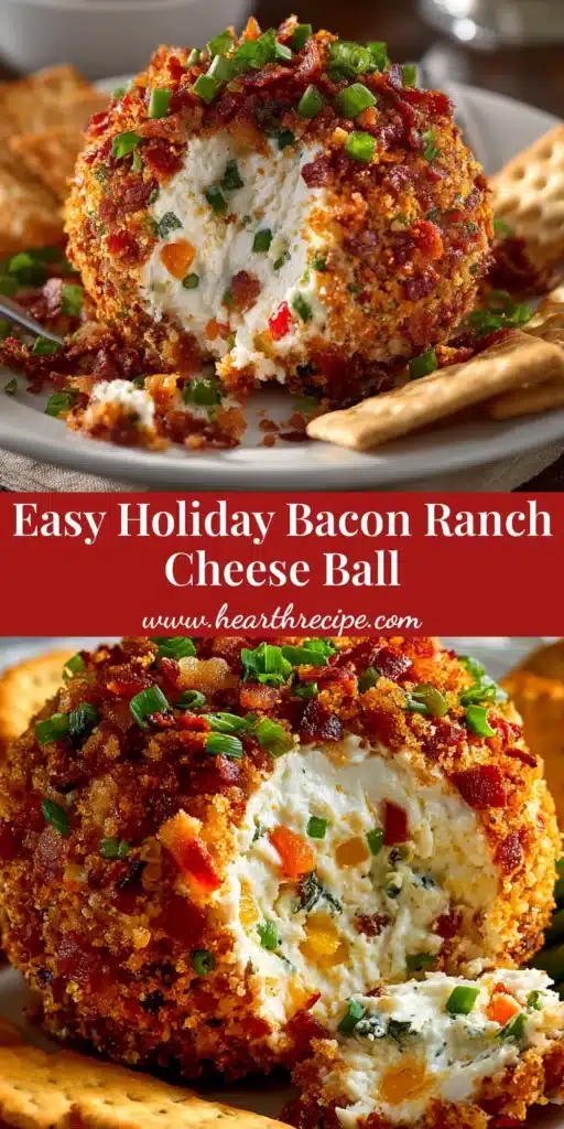 Bacon Ranch Cheese Ball: The Ultimate Easy Appetizer 3 A delicious Bacon Ranch Cheese Ball coated in pecans and bacon, served with an assortment of crackers on a wooden board. The ultimate easy party appetizer.