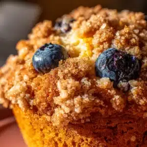 A bowl of fresh blueberries next to the dry and wet ingredients for the moist blueberry muffin recipe.