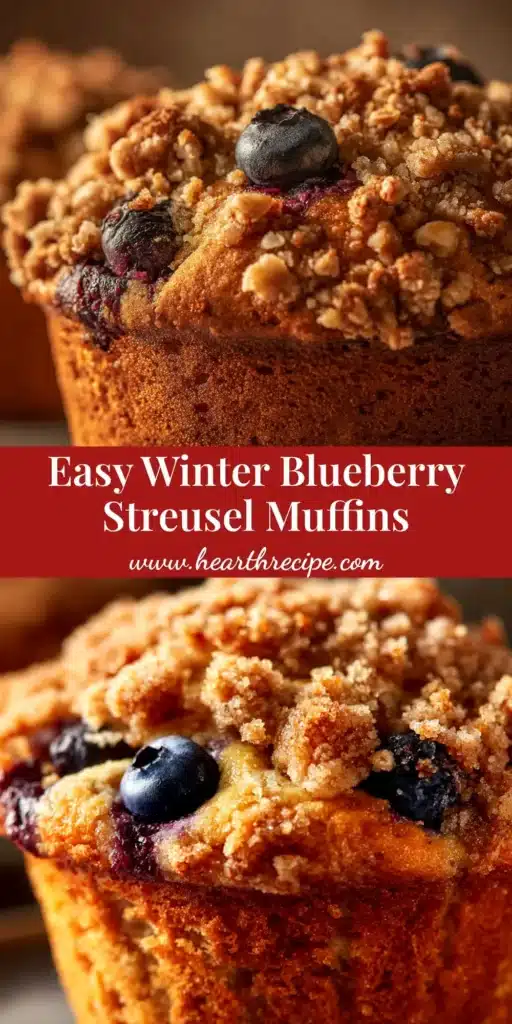 A close-up shot of delicious blueberry streusel muffins on a wire cooling rack, with a golden-brown crumb topping.
