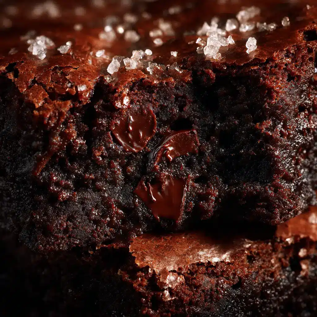 Thick, glossy brownie batter for our homemade brownies recipe being poured into a square baking pan lined with parchment paper before baking.