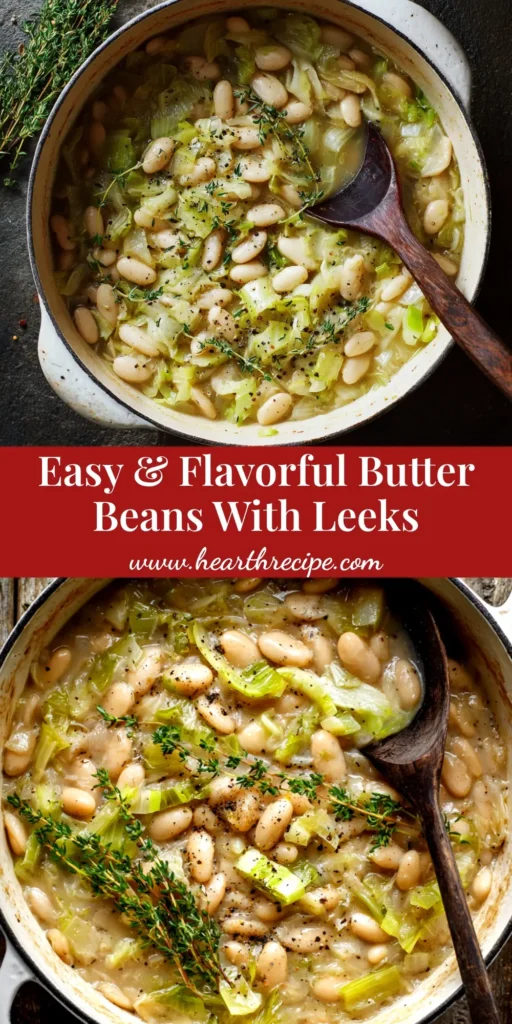 Butter Beans with Leeks: A Creamy, One-Pan Wonder 4 A close-up shot of creamy butter beans with leeks in a rustic white bowl, garnished with fresh parsley. This image shows the final dish for the butter beans with leeks recipe.