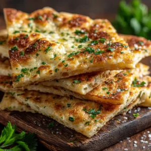 An extreme close-up shot of the cheesy, bubbly texture of the baked keto garlic flatbread.
