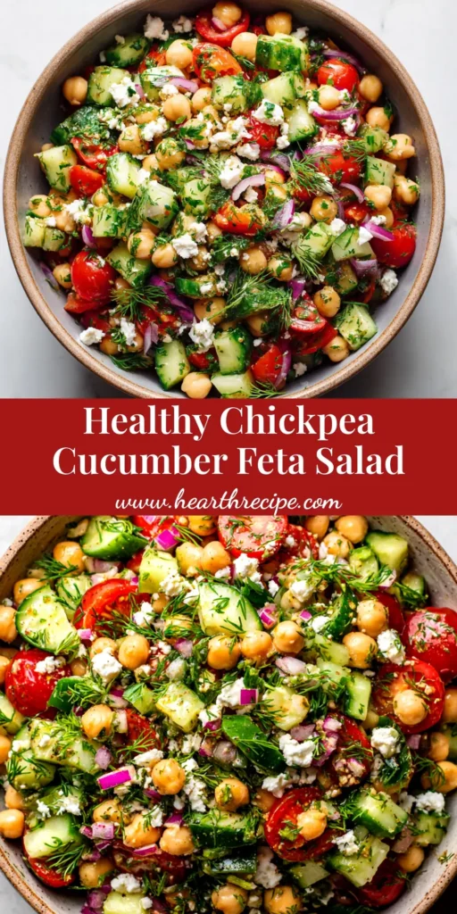 A large bowl of fresh Chickpea Cucumber Salad with red onions and a light vinaigrette, perfect for a healthy lunch.