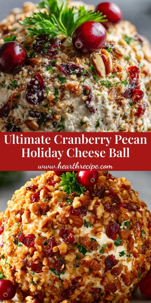 Cranberry Pecan Cheese Ball (The Easiest Holiday Appetizer) 4 A festive Cranberry Pecan Cheese Ball on a white platter, surrounded by an assortment of crackers and ready to be served as a holiday appetizer.
