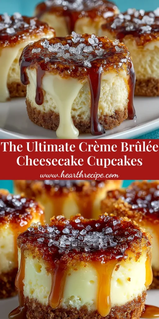 Crème Brûlée Cheesecake Cupcakes: The Ultimate Dessert Mashup 3 A close-up shot of several Crème Brûlée Cheesecake Cupcakes, showing the perfectly caramelized sugar topping and creamy cheesecake filling.