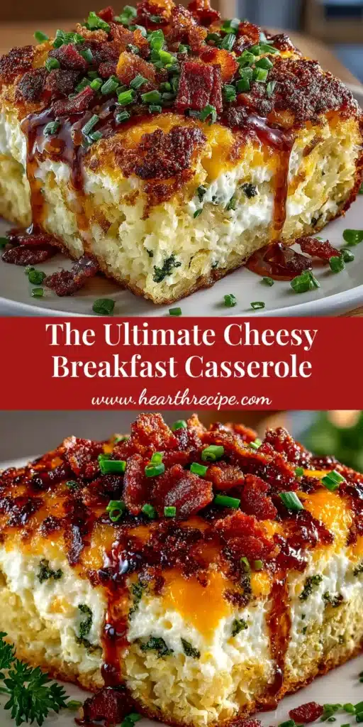 A delicious and easy breakfast casserole recipe, perfect for a crowd. This make-ahead sausage, egg, and cheese casserole is shown in a white baking dish, ready to be served.