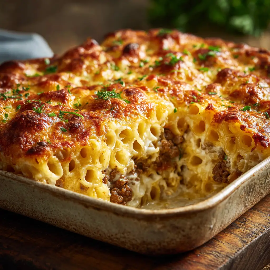 Hamburger Supreme Casserole: The Ultimate Comfort Dish 1 The ingredients for Hamburger Supreme Casserole laid out, including ground beef, egg noodles, cheese, and sour cream.
