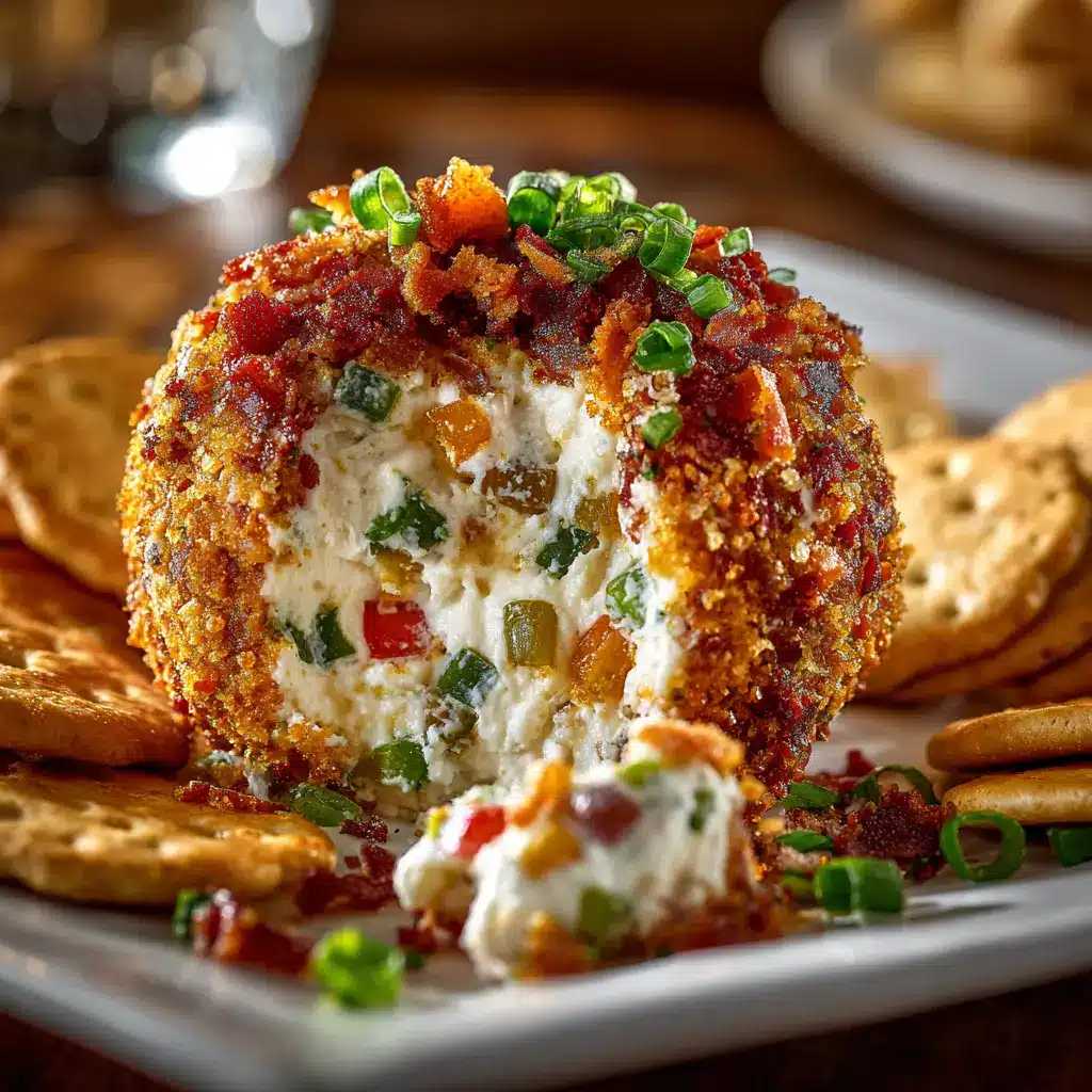 Bacon Ranch Cheese Ball: The Ultimate Easy Appetizer 1 A step-by-step image showing the cheese ball being rolled in a coating of chopped pecans, crumbled bacon, and fresh green onions.