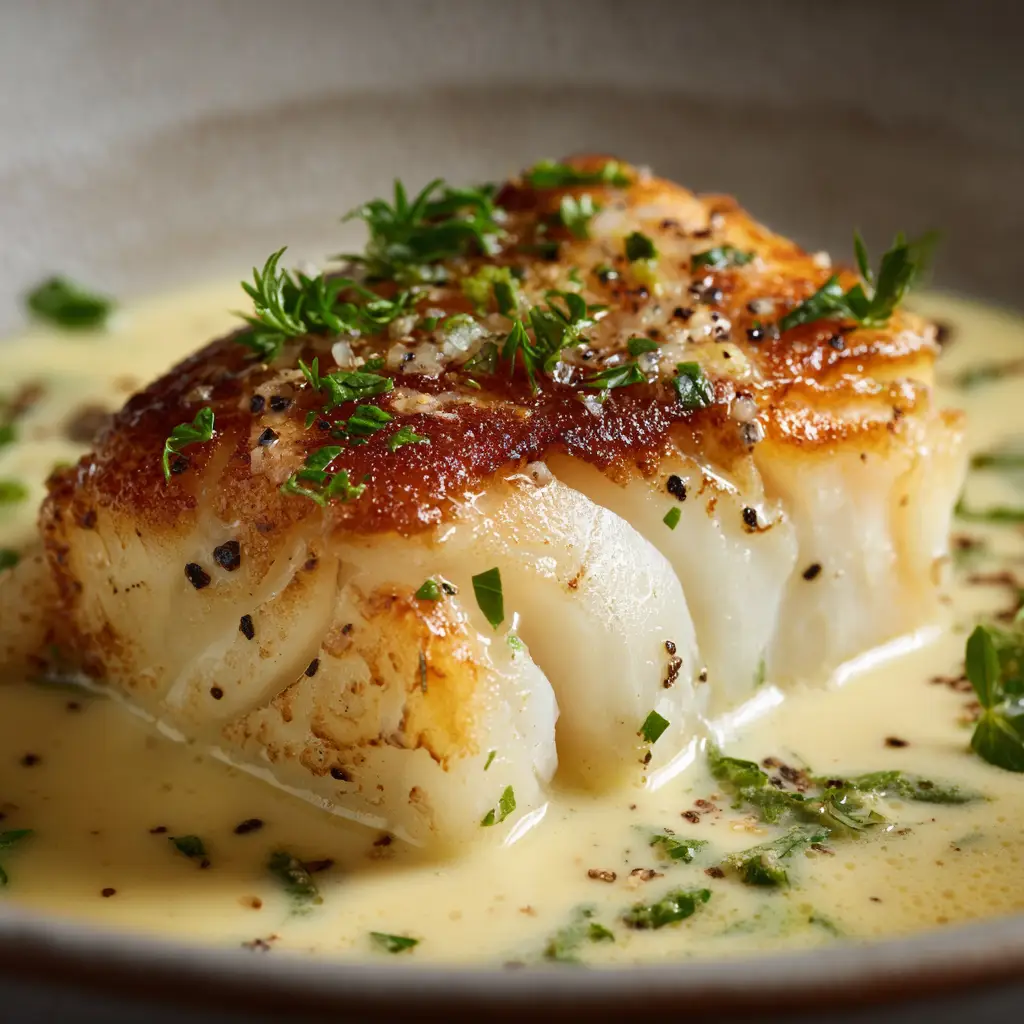 The simple ingredients for the baked cod recipe laid out, including fresh cod, lemon, butter, garlic, and parsley.