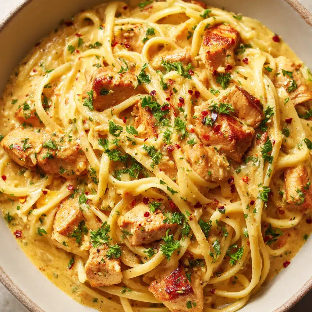 Cowboy Butter Chicken Linguine (The Ultimate 30-Minute Meal) 2 A skillet showing the process of making the cowboy butter sauce for the chicken linguine, with herbs and spices melting into the butter.