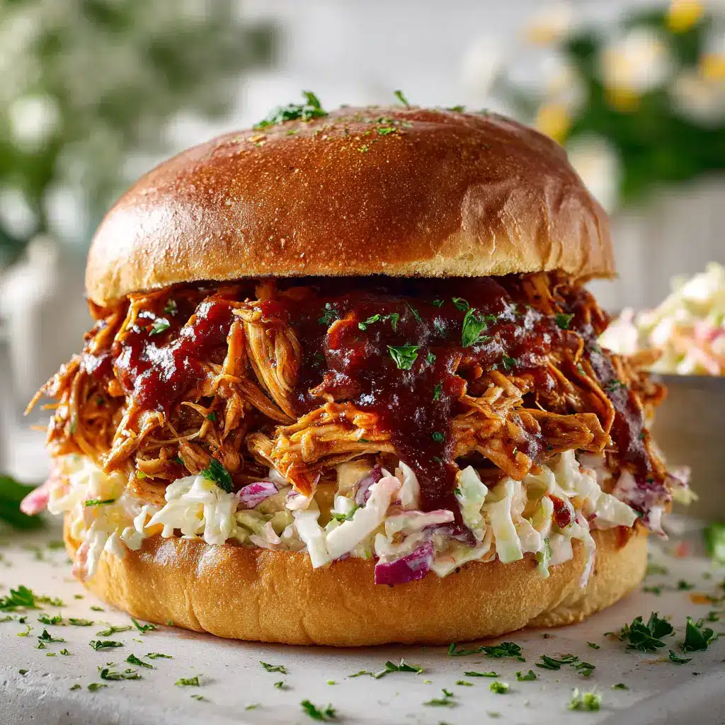 The process of making Crockpot BBQ Chicken, showing seasoned chicken breasts placed in a slow cooker and topped with BBQ sauce before cooking.