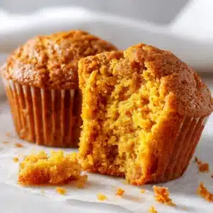 A close-up shot of a single whole wheat pumpkin muffin on a white plate, highlighting its perfect dome and texture.