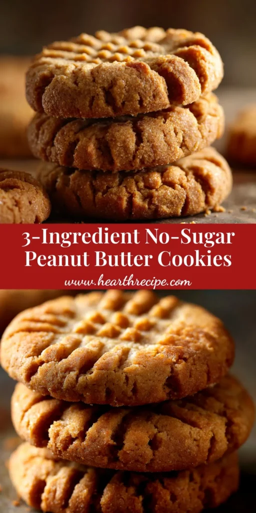A close-up shot of a stack of no added sugar peanut butter cookies, showing the classic criss-cross pattern. A glass of milk is in the background.