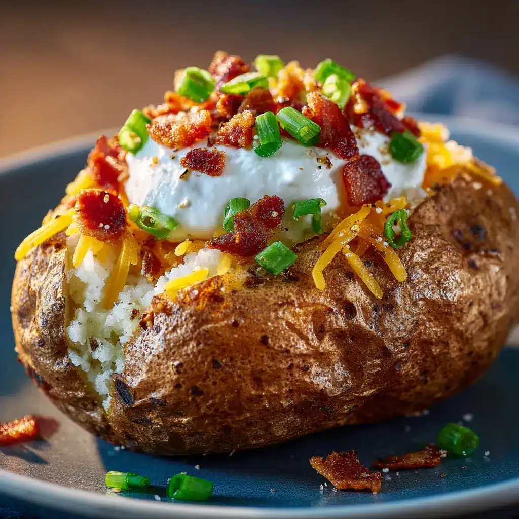 A close-up view of multiple seasoned russet potatoes cooking in an air fryer basket, showing how they should be arranged for even cooking.