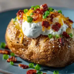 An extreme close-up of a russet potato's skin, glistening with oil and coarse salt before being cooked in the air fryer.