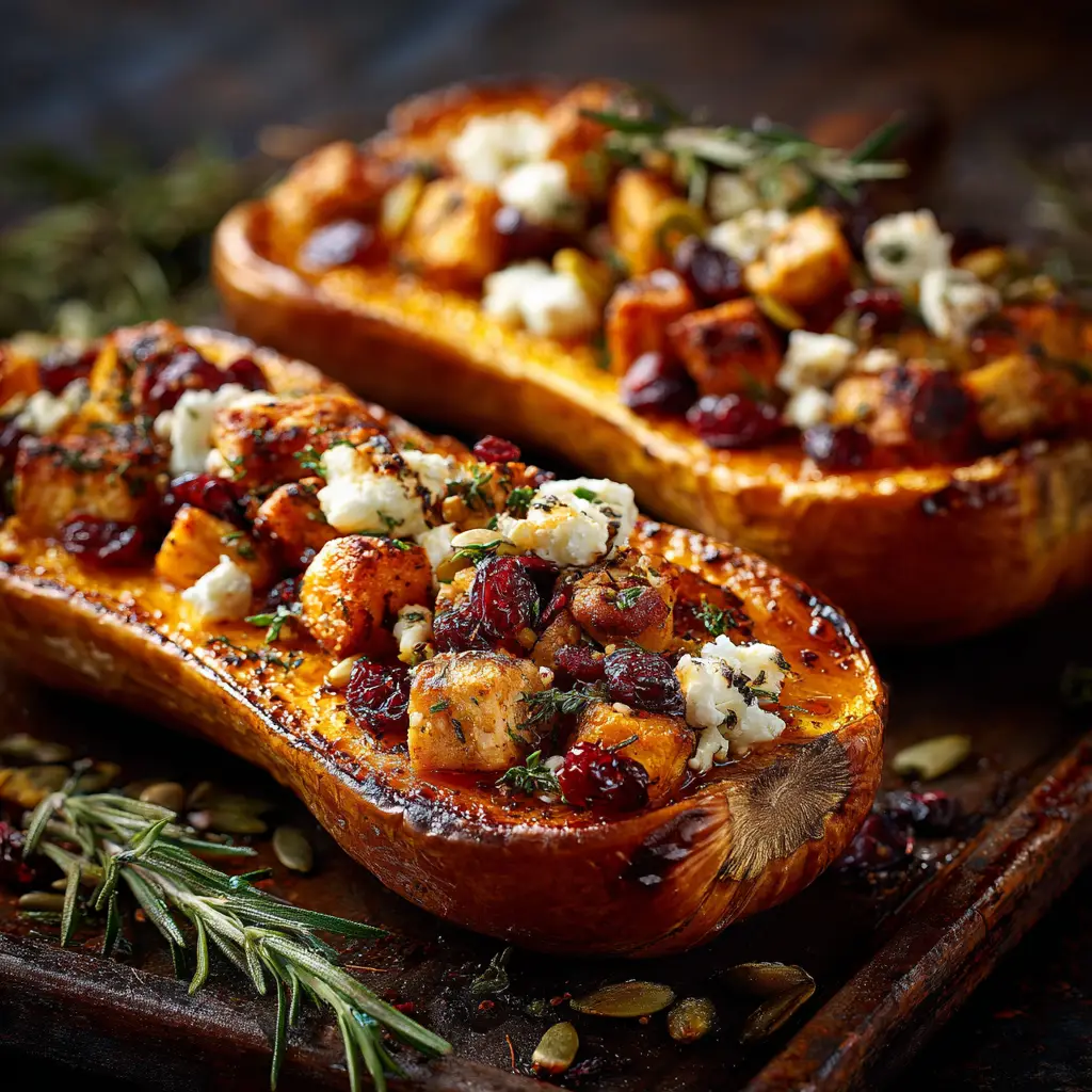 Stuffed Butternut Squash (The Ultimate Fall Recipe) 1 A skillet filled with the savory sausage, apple, and cranberry stuffing for the butternut squash, ready to be used.