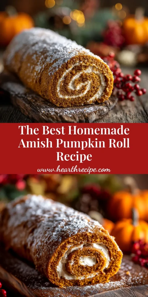 Amish Pumpkin Roll Recipe (The No-Crack Secret!) 3 A beautiful, perfectly sliced Amish Pumpkin Roll dusted with powdered sugar and resting on a white serving platter, showcasing the perfect swirl of spiced cake and cream cheese filling.