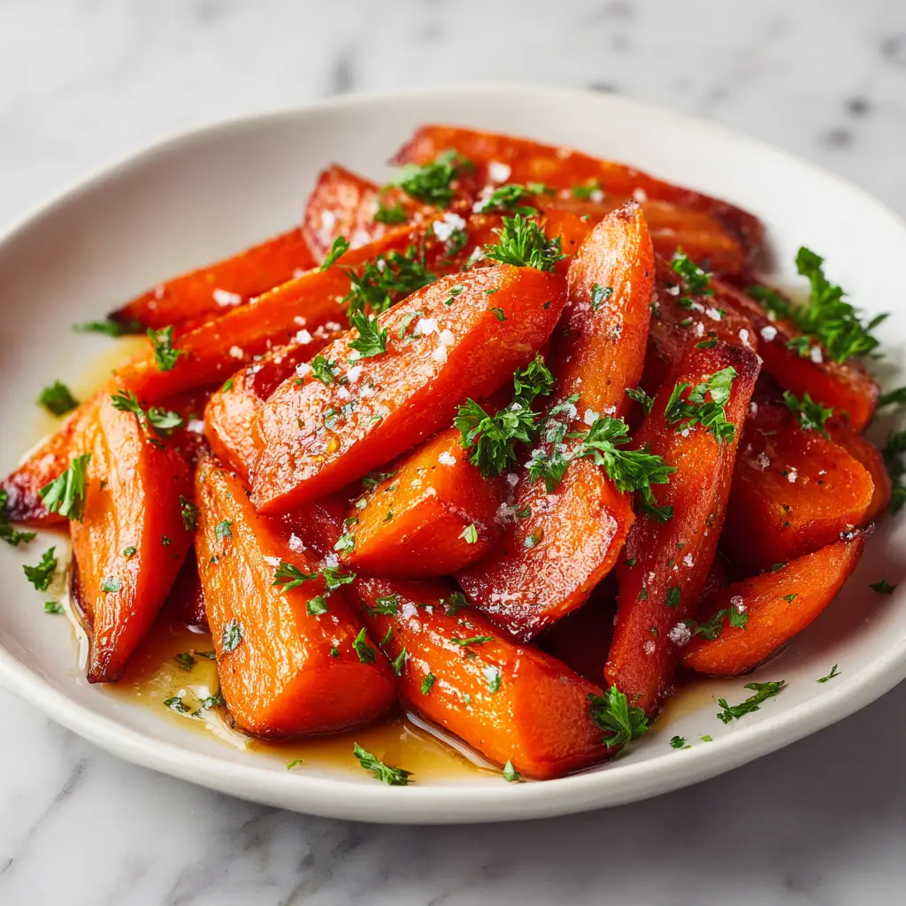 Fresh carrots tossed in a honey and olive oil glaze before roasting.