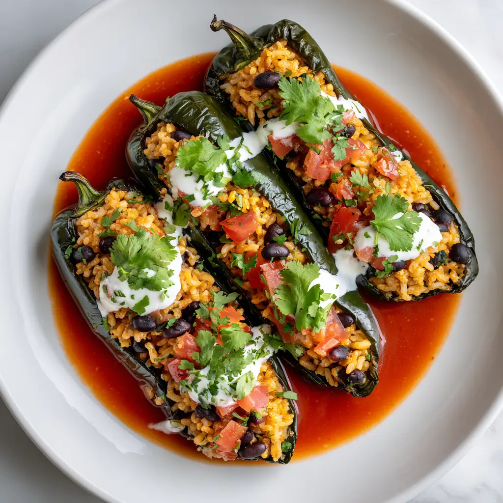 A spoonful of baked chili relleno being lifted from a casserole dish, revealing the gooey, melted cheese filling inside.