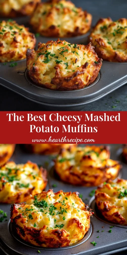 A close-up of golden brown Cheesy Mashed Potato Muffins in a muffin tin, topped with fresh chives.