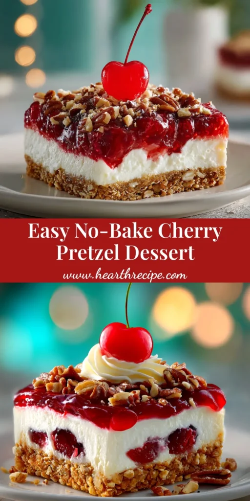 A perfect slice of layered Cherry Pretzel Squares on a white plate, showcasing the crunchy pretzel crust, creamy white filling, and vibrant cherry topping.