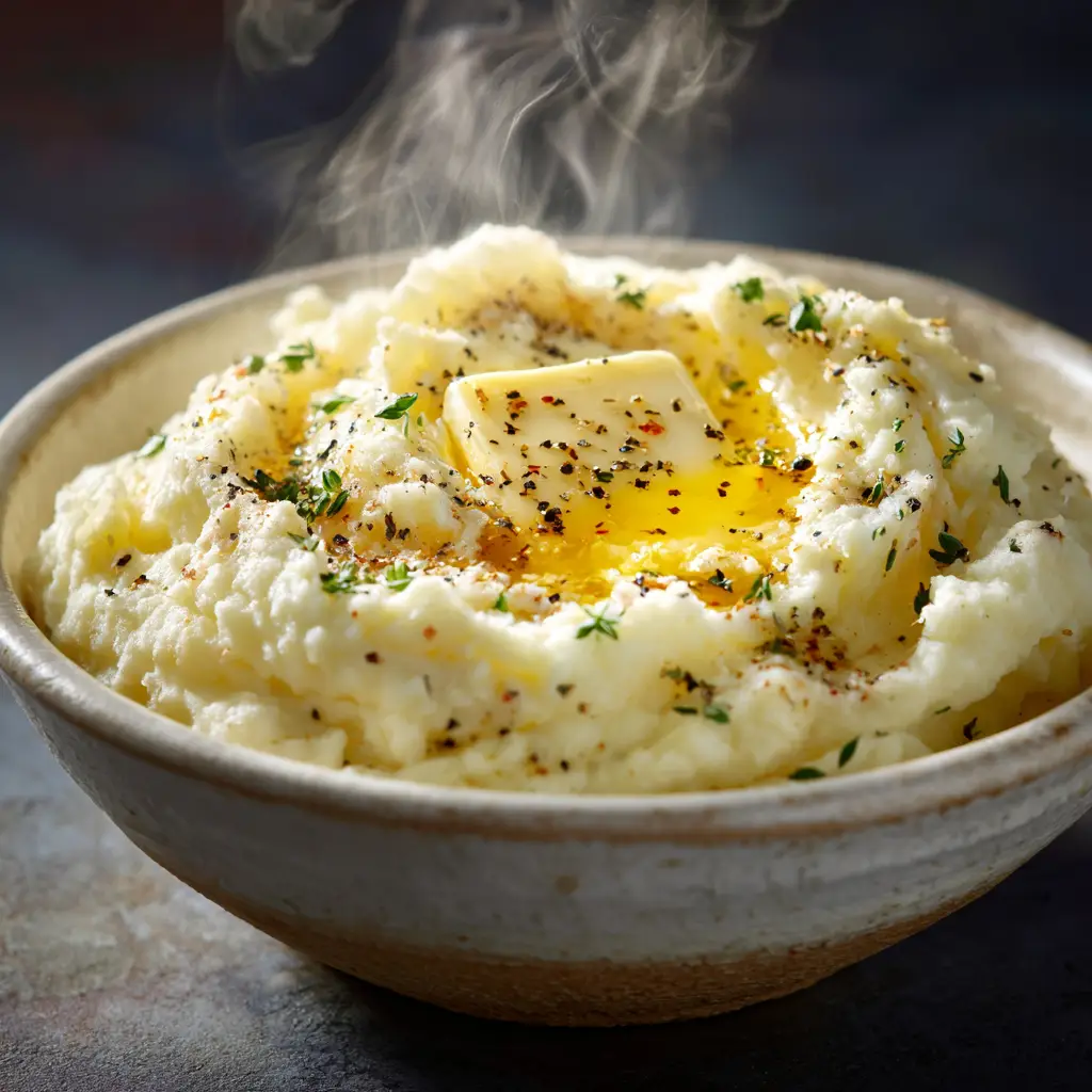 Gouda Mashed Potatoes: The Ultimate Creamy & Cheesy Recipe 2 A close-up spoonful of creamy cheesy mashed potatoes, showing the smooth texture and melted Gouda cheese.