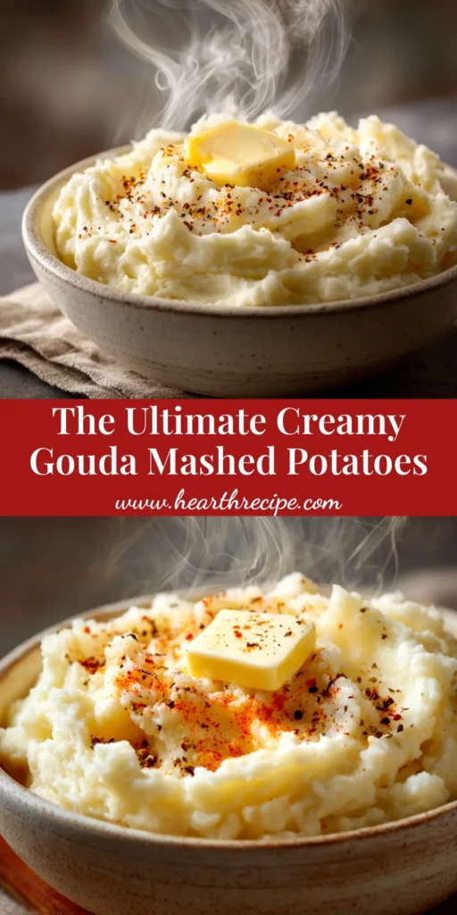 A bowl of creamy Gouda mashed potatoes garnished with fresh chives. This recipe for the best smoked Gouda mashed potatoes is a perfect holiday side dish.