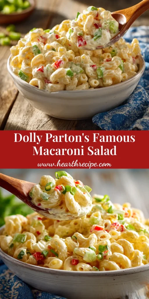 Dolly Parton Macaroni Salad Recipe (A Southern Classic!) 3 A large white bowl of creamy Dolly Parton Macaroni Salad, garnished with fresh parsley and paprika. The perfect Southern side dish.