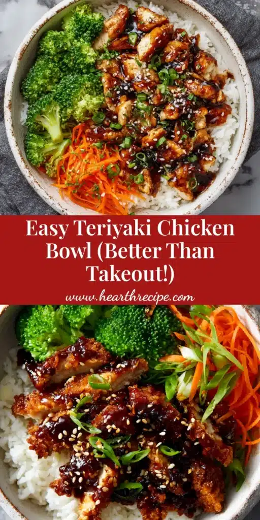 An easy and delicious Teriyaki Chicken Bowl recipe packed with vegetables and a homemade sauce. The perfect quick weeknight dinner idea.