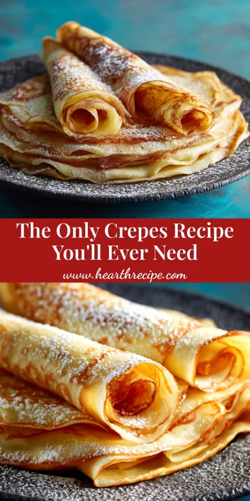 Crepes Recipe (Foolproof & Easy!) 4 A stack of delicate crepes from a foolproof crepes recipe, folded and dusted with powdered sugar and fresh berries.