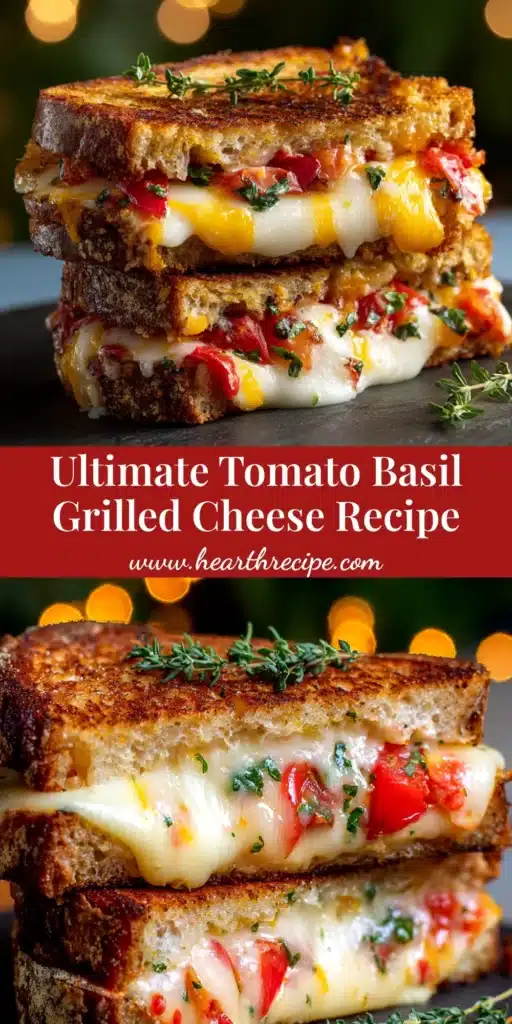 A perfectly golden gourmet grilled cheese sandwich cut in half, revealing a satisfying cheese pull with bacon and caramelized onions. Served on a rustic wooden board.