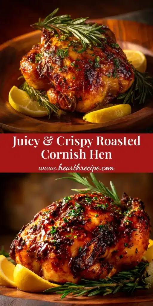 A perfectly roasted Cornish hen with garlic-herb butter, resulting in golden, crispy skin and juicy meat. This simple recipe is an elegant and easy main course.