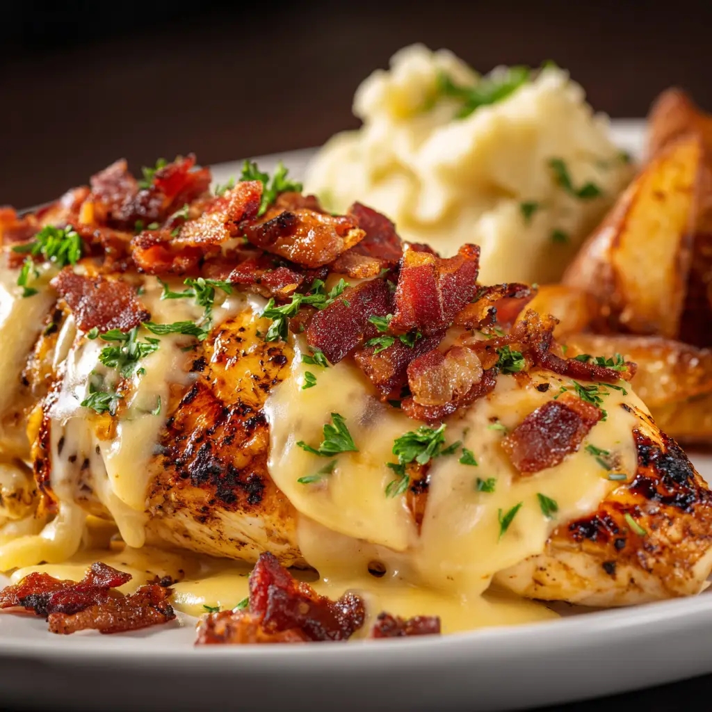 A perfectly seared chicken breast for the copycat Outback chicken recipe, showing a golden-brown crust before being topped and baked.