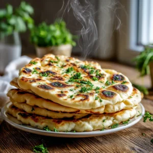A close-up shot of a single piece of soft gluten free flatbread, showing the bubbly texture and soft, pliable consistency.