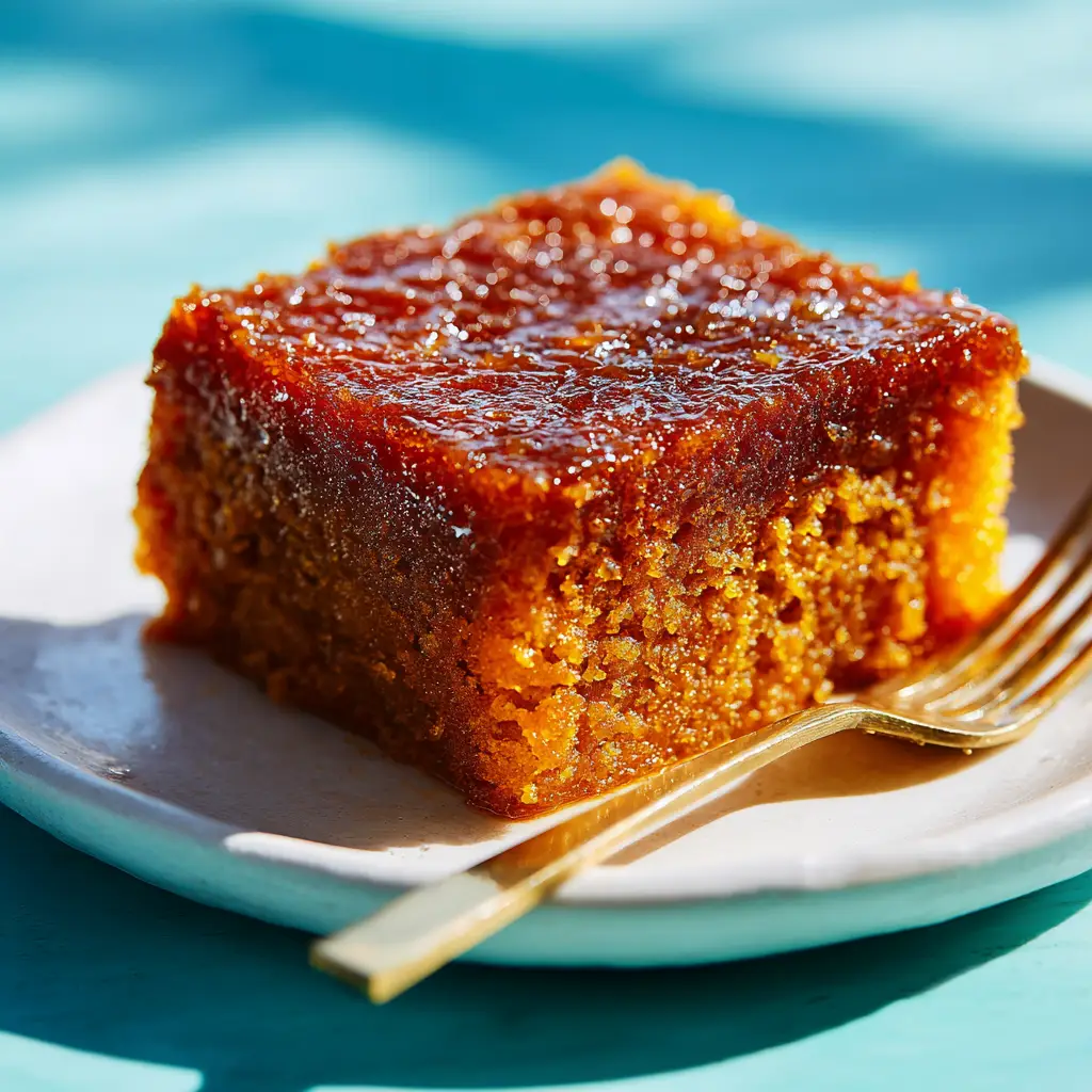 An overhead shot of several sugar free pumpkin bars arranged in a baking pan, showing the full batch after frosting and slicing.