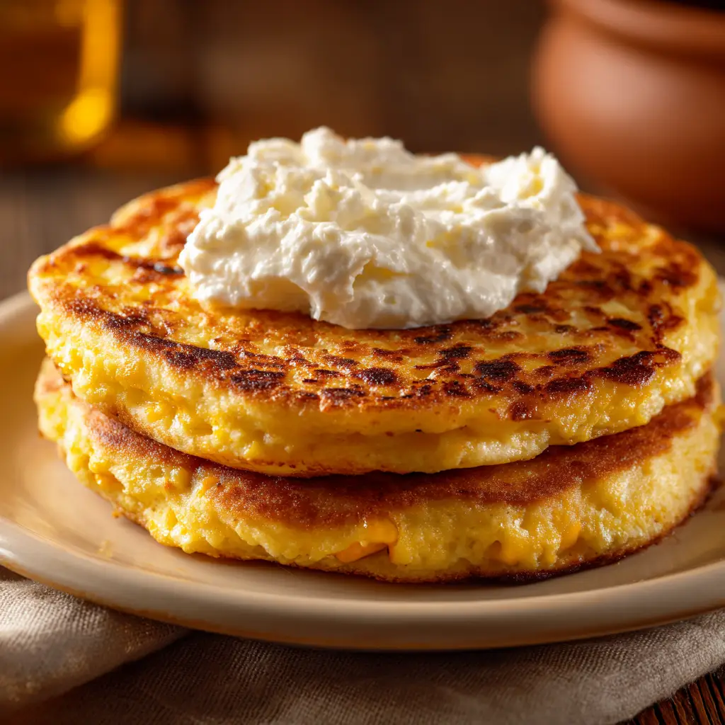 A close-up of the textured batter for Venezuelan cachapas in a glass bowl, with fresh corn kernels visible, ready to be cooked.