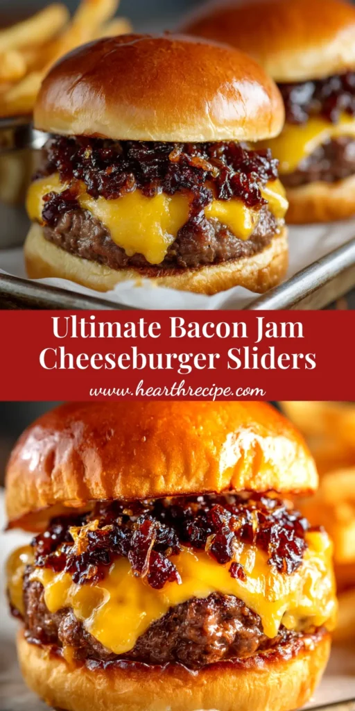 A pan of delicious Bacon Jam Cheeseburger Sliders fresh from the oven, with melted cheese and a golden-brown top.