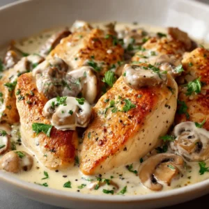 A close-up shot of a fork lifting a piece of baked Boursin chicken, showcasing the rich, creamy sauce and tender texture.