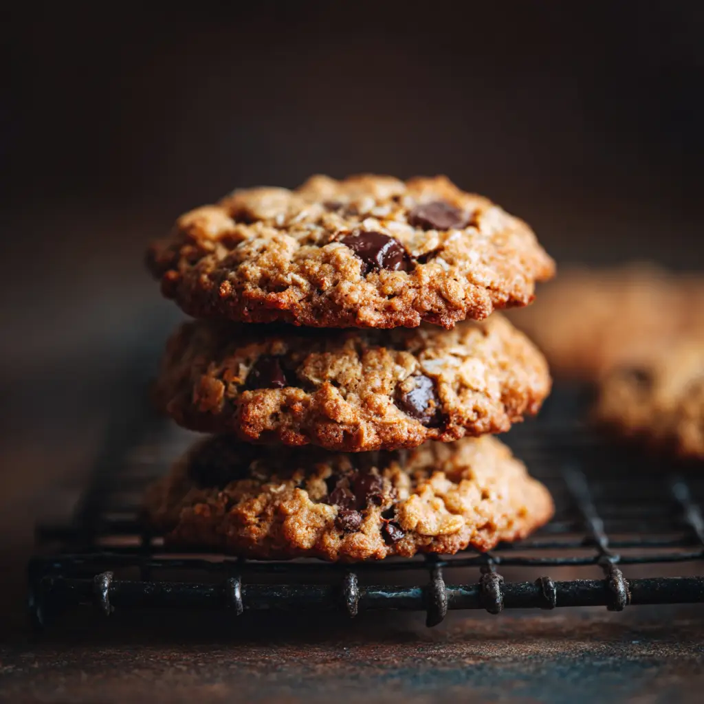 A batch of freshly baked healthy cookies cooling on a wire rack, ready to be enjoyed as a guilt-free snack.