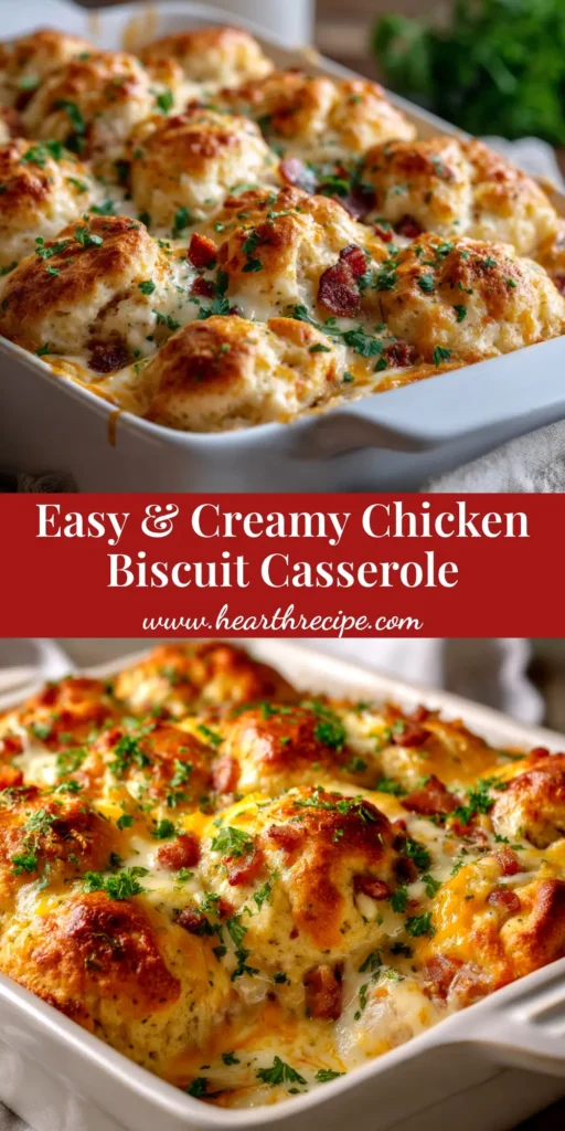 Chicken Biscuit Casserole: The Ultimate Comfort Food 4 Easy Chicken Biscuit Casserole with golden, fluffy biscuits on top. A perfect comfort food dinner recipe.